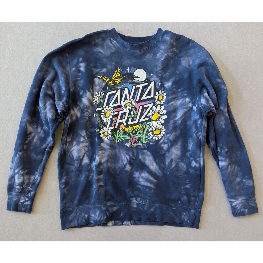 Santa Cruz Daisy Graphic Blue Tie Dye Sweatshirt Size L